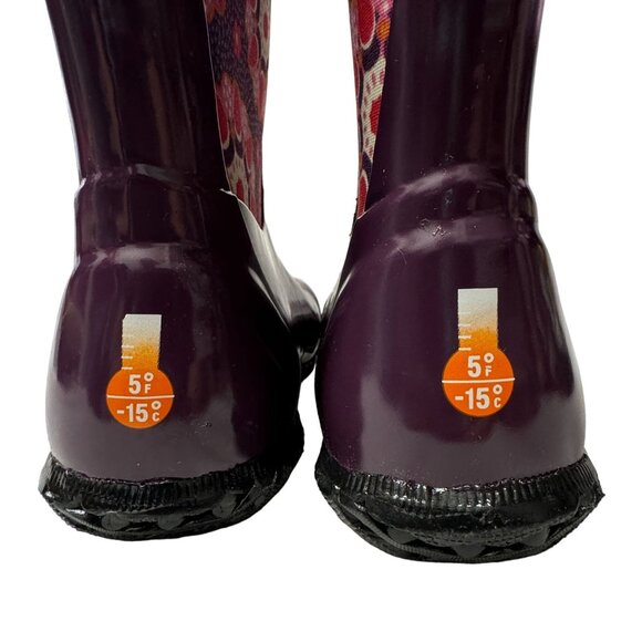 Bogs North Hampton Kaleidoscope Girls 13 Purple Rubber Waterproof Rain Boots - Picture 12 of 16